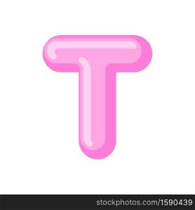 Letter T candy font. Caramel alphabet. lollipop lettering. Sweet ABC sign
