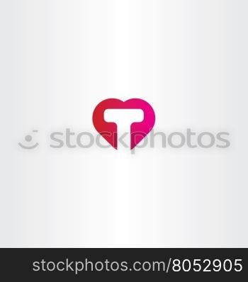 letter t heart icon logo vector symbol