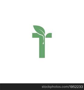 Letter T icon leaf design concept template vector