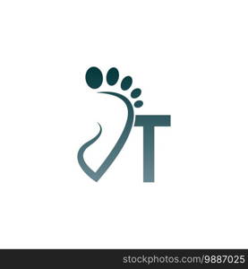 Letter T icon logo combined with footprint icon design template