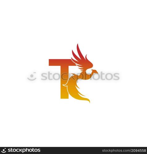 Letter T icon with phoenix logo design template illustration