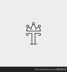 Letter T King Logo Template Vector Design Crown Icon. Letter T King Logo Template Vector Design