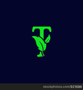 letter t leaf nature, eco green logo template vector illustration. letter t leaf nature, eco green logo template vector isolated