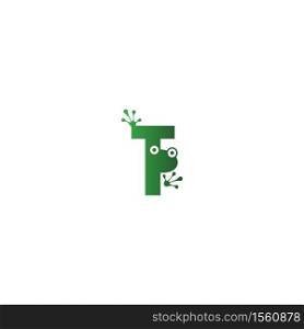 Letter T logo design frog footprints concept icon illustration