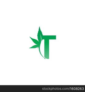 Letter T logo icon with cannabis leaf design vector illustration