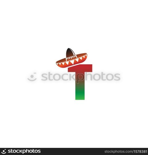 Letter T Mexican hat concept design illustration