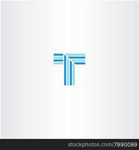 letter t vector blue line logo design