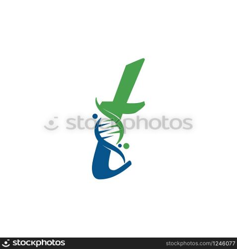 Letter T with DNA logo or symbol Template design vector