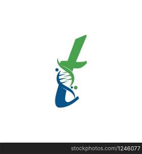 Letter T with DNA logo or symbol Template design vector