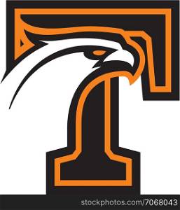 Letter T with eagle head. Great for sports logotypes and team mascots.