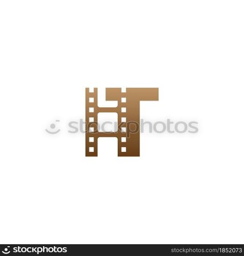 Letter T with film strip icon logo design template illustration