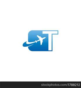 Letter T with plane logo icon design vector illustration