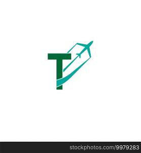 Letter T with plane logo icon design vector illustration