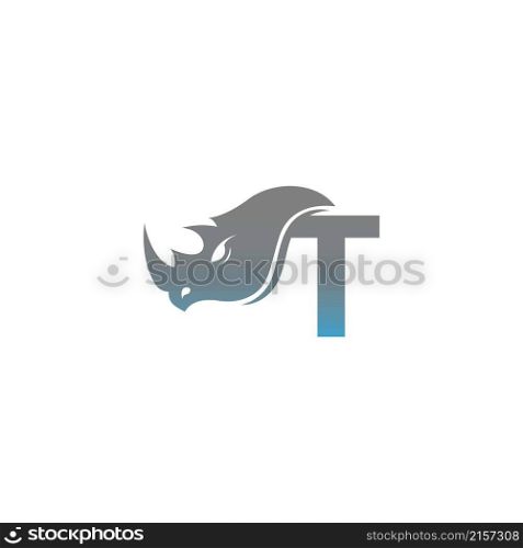 Letter T with rhino head icon logo template vector