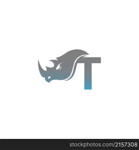 Letter T with rhino head icon logo template vector