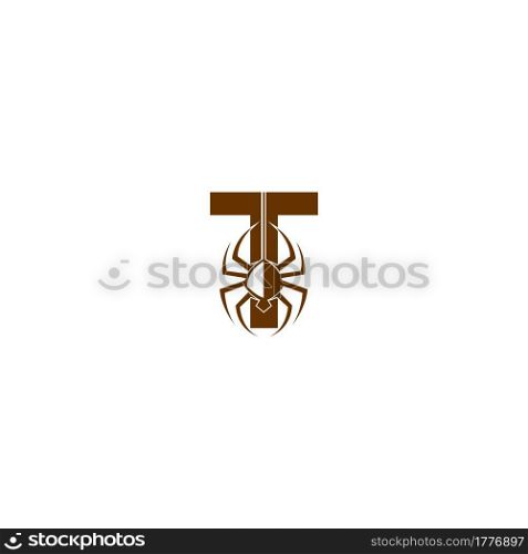 Letter T with spider icon logo design template vector