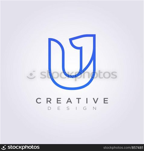 Letter U 1 Vector Illustration Design Clipart Symbol Logo Template.