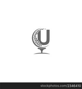 Letter U and golf ball icon logo design illustration
