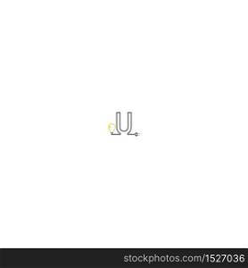 Letter U and lamp, bulp logotype combination design concept