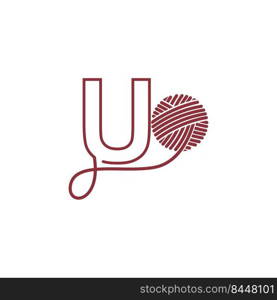 Letter U and skein of yarn icon design illustration vector
