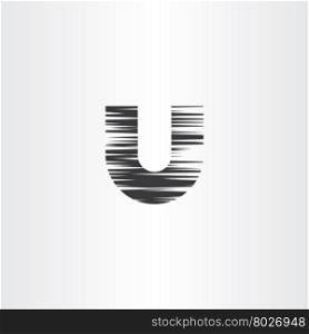 letter u black scratched vector icon