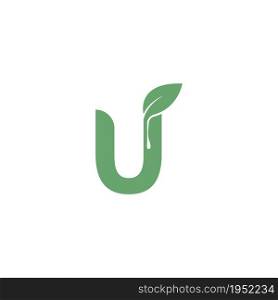 Letter U icon leaf design concept template vector