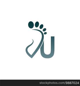 Letter U icon logo combined with footprint icon design template