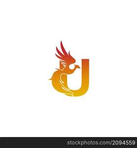 Letter U icon with phoenix logo design template illustration