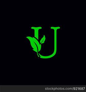 letter u leaf nature, eco green logo template vector illustration. letter u leaf nature, eco green logo template vector isolated