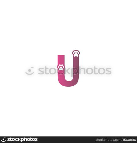 Letter U logo design Dog footprints concept icon illustration