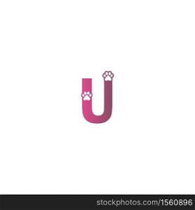 Letter U logo design Dog footprints concept icon illustration