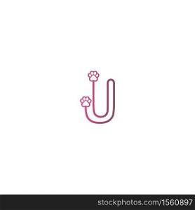 Letter U logo design Dog footprints concept icon illustration