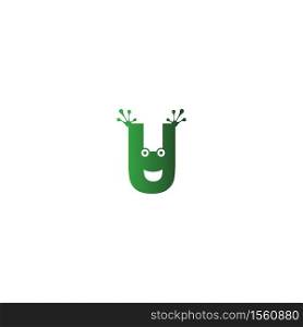 Letter U logo design frog footprints concept icon illustration