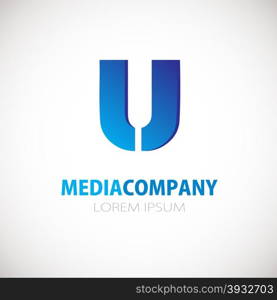 Letter U logo icon. Blue business logotype. Letter U logo icon. Vector design template. Blue business logotype