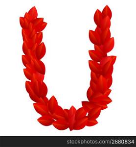 Letter U of red petals alphabet