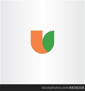 letter u orange green icon logo