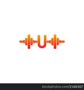Letter U with barbell icon fitness design template illustration vector