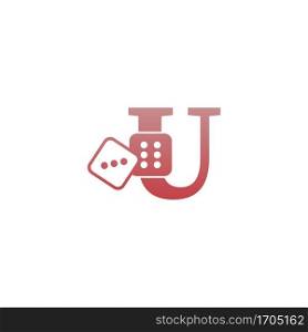 Letter U with dice two icon logo template vector