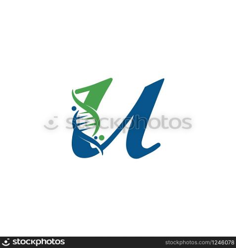 Letter U with DNA logo or symbol Template design vector