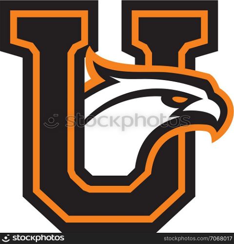 Letter U with eagle head. Great for sports logotypes and team mascots.