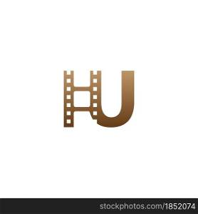 Letter U with film strip icon logo design template illustration