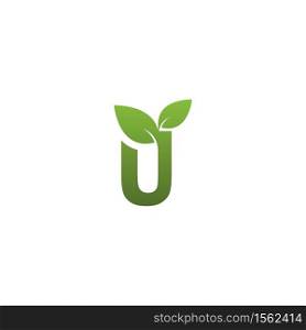 Letter U With green Leaf Symbol Logo Template