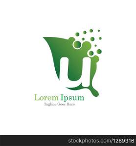 Letter U with leaf creative logo concept template design symbol modern