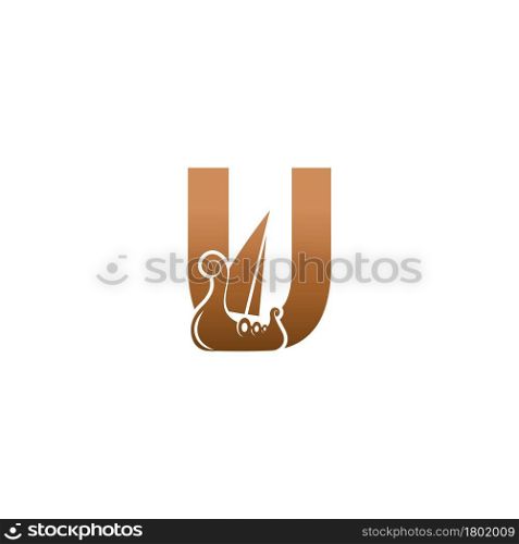 Letter U with logo icon viking sailboat design template illustration