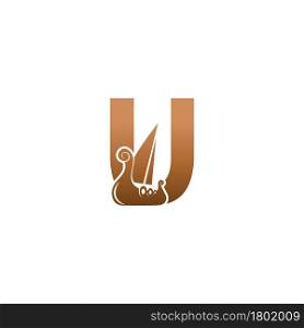 Letter U with logo icon viking sailboat design template illustration