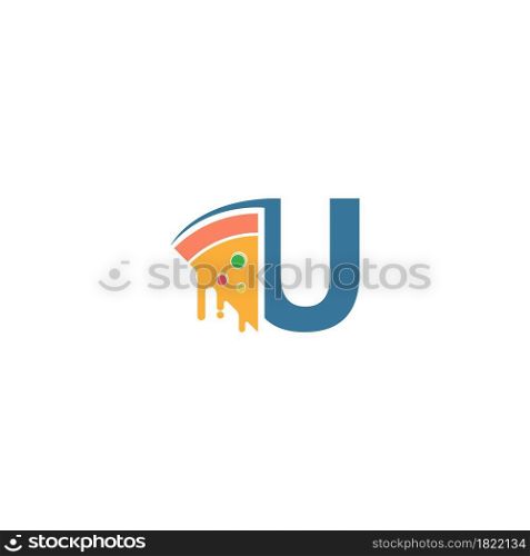 Letter U with pizza icon logo vector template