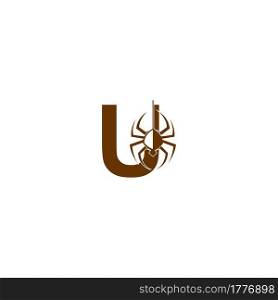 Letter U with spider icon logo design template vector