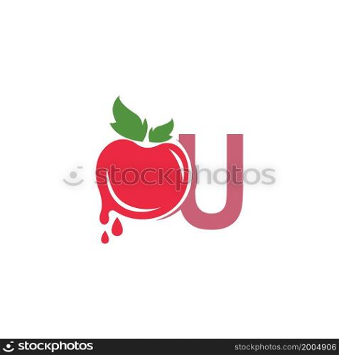 Letter U with tomato icon logo design template illustration vector