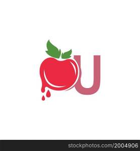 Letter U with tomato icon logo design template illustration vector