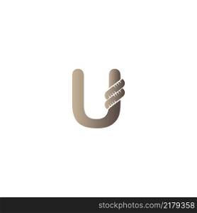 Letter U wrapped in rope icon logo design illustration vector